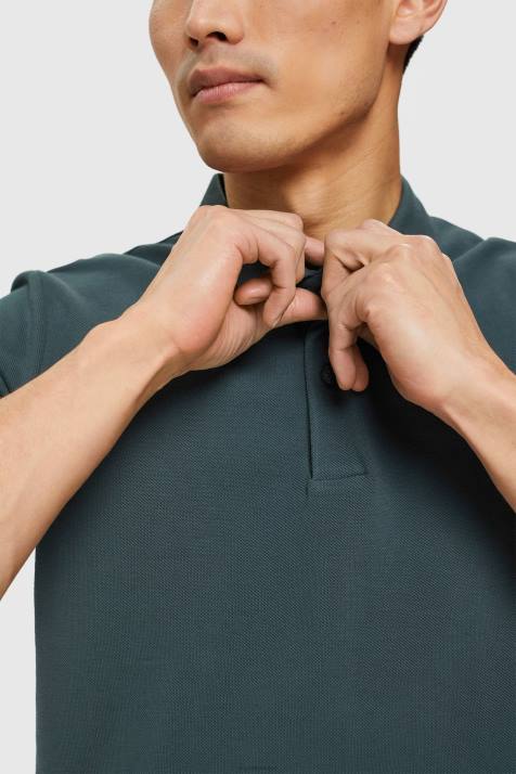 pólos verde-azulado homens Esprit camisa polo piquê algodão pima NBHL927
