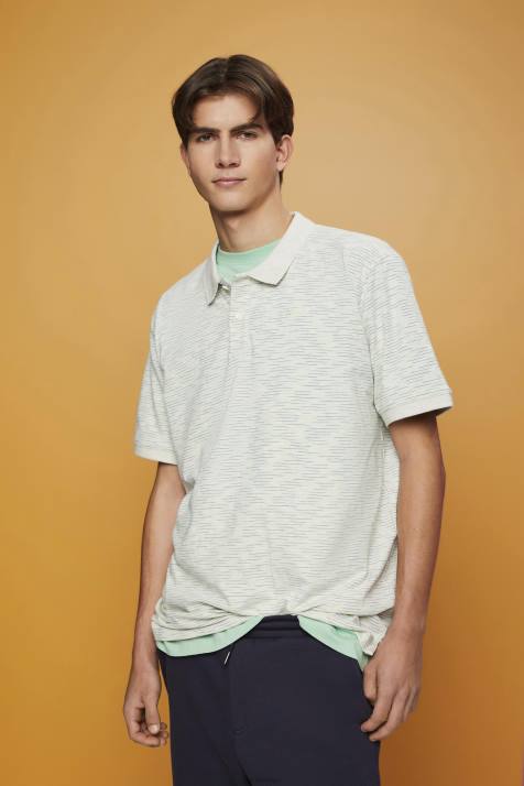pólos verde cítrico homens Esprit camisa polo melange listrada fina NBHL703