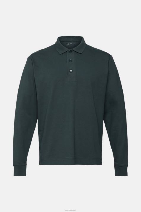 pólos verde escuro homens Esprit camisa pólo manga longa NBHL820