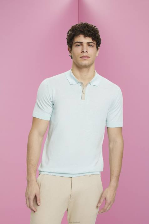 pólos verde água claro homens Esprit camisa pólo mesclada de tencel e algodão sustentável NBHL760