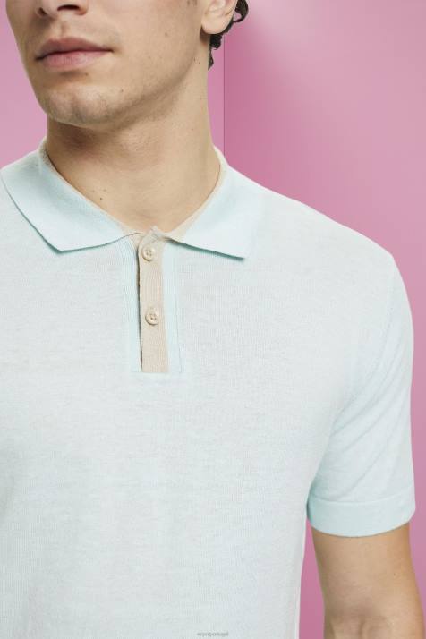 pólos verde água claro homens Esprit camisa pólo mesclada de tencel e algodão sustentável NBHL760