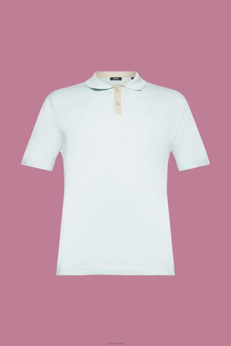 pólos verde água claro homens Esprit camisa pólo mesclada de tencel e algodão sustentável NBHL760