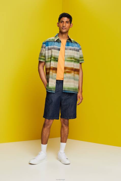 shorts azul preto homens Esprit shorts chino com look jeans NBHL614