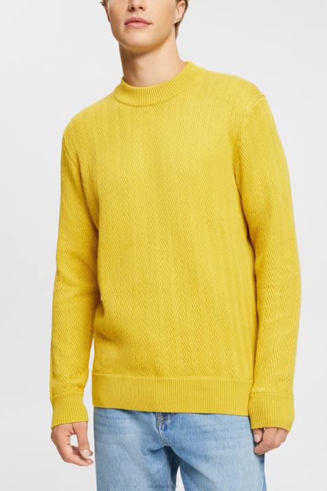 suéteres amarelo empoeirado homens Esprit jumper com padrão de espinha de peixe NBHL830