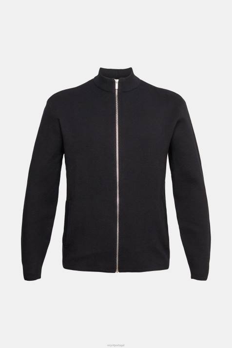 suéteres preto homens Esprit cardigã com zíper NBHL921