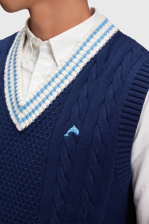 suéteres tinta homens Esprit colete suéter universitário NBHL812