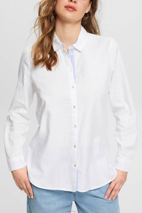 blusas branco mulheres Esprit blusa camisa confeccionada em 100% algodão NBHL514