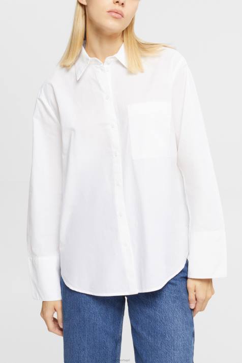 blusas branco mulheres Esprit blusa de algodão branca oversized NBHL406