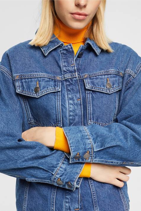 blusas lavagem média azul mulheres Esprit blusa jeans NBHL396