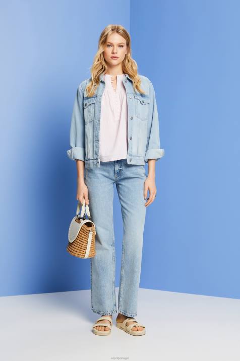 blusas luz rosa mulheres Esprit blusa manga curta texturizada NBHL117