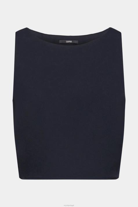 blusas marinha mulheres Esprit blusa cropped sem manga NBHL310