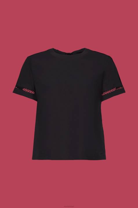 blusas preto mulheres Esprit blusa com costas abertas, tencel NBHL200