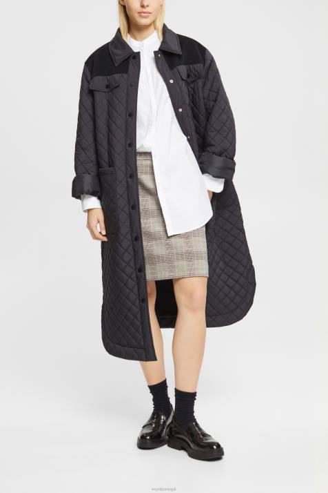 blusas preto mulheres Esprit blusa com gola redonda, algodão orgânico NBHL334