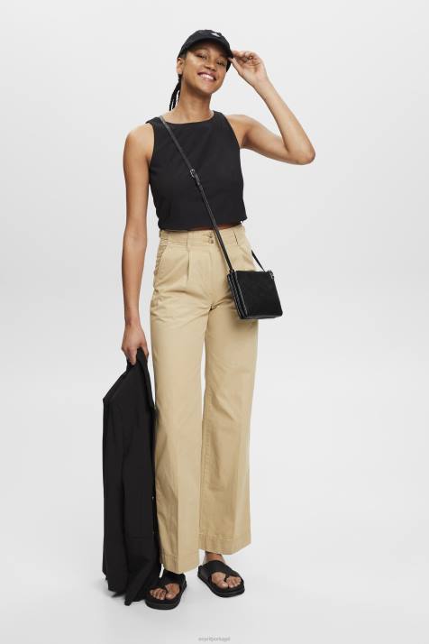 blusas preto mulheres Esprit blusa cropped sem manga NBHL307