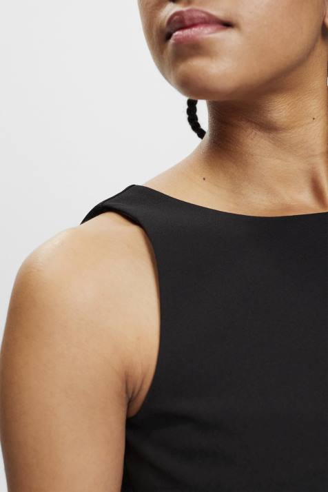blusas preto mulheres Esprit blusa cropped sem manga NBHL307