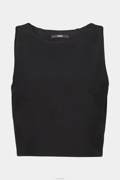 blusas preto mulheres Esprit blusa cropped sem manga NBHL307