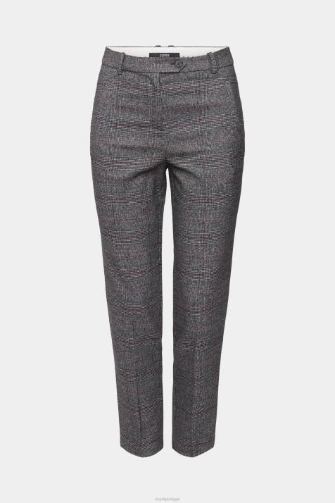 calças antracite mulheres Esprit calças xadrez de cintura alta NBHL249