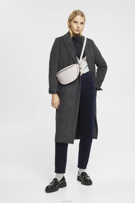 calças marinha mulheres Esprit calça mom fit com cordão NBHL253