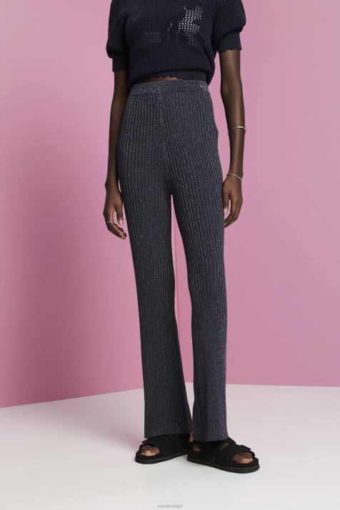 calças marinha mulheres Esprit calças de malha com efeito glitter NBHL259