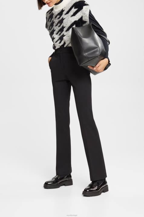 calças preto mulheres Esprit calça bootcut com cintura alta e stretch NBHL335