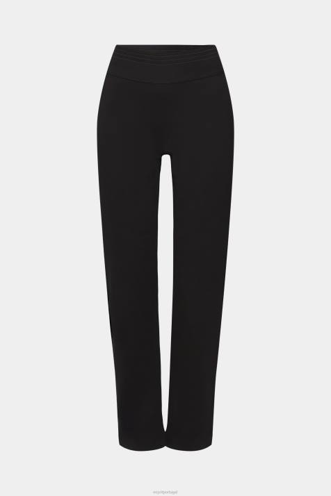 calças preto mulheres Esprit calças com bainha dividida e zíper NBHL248