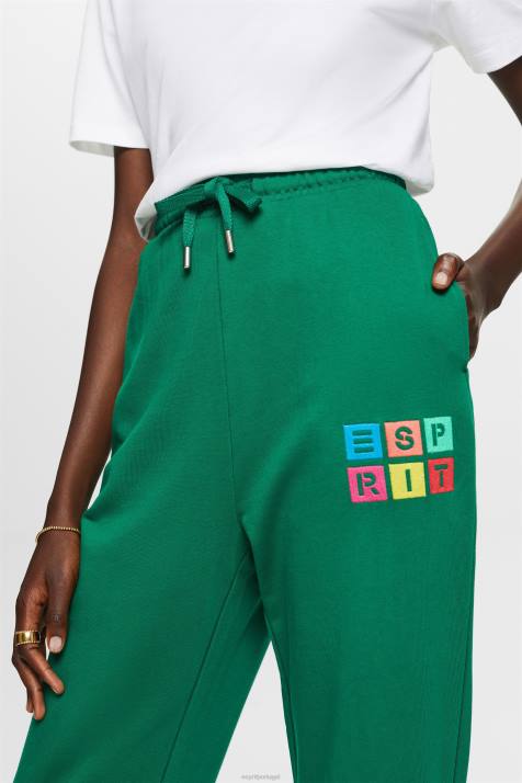 calças verde escuro mulheres Esprit calças de treino com logótipo, algodão orgânico NBHL5