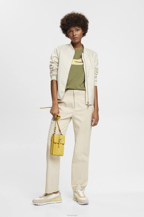 Camisetas Oliva mulheres Esprit camiseta de algodão com logo estampado NBHL144