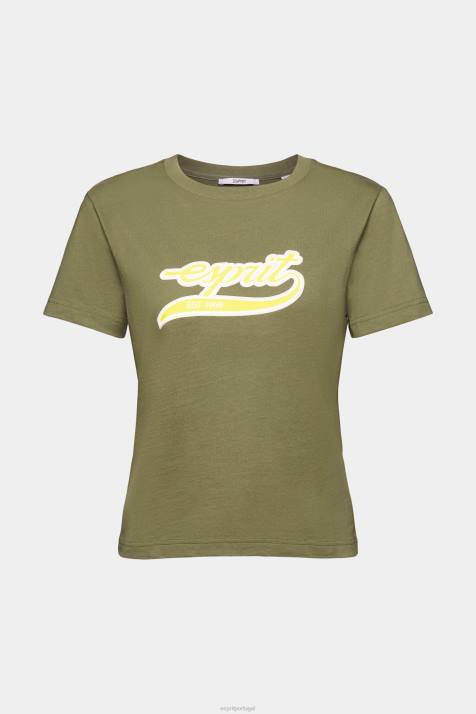 Camisetas Oliva mulheres Esprit camiseta de algodão com logo estampado NBHL144