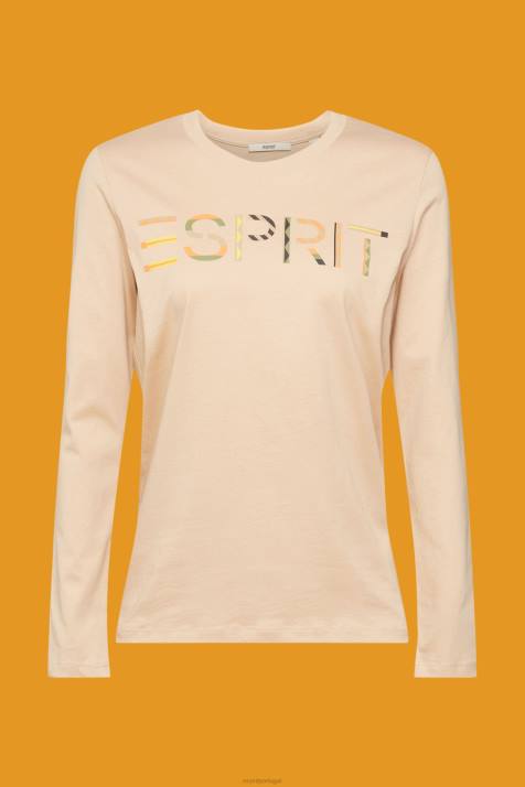 Camisetas areia mulheres Esprit camiseta manga longa com logo NBHL461