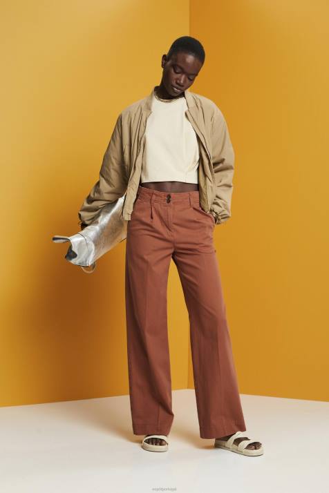 Camisetas bege mulheres Esprit camiseta cropped com gola redonda NBHL195