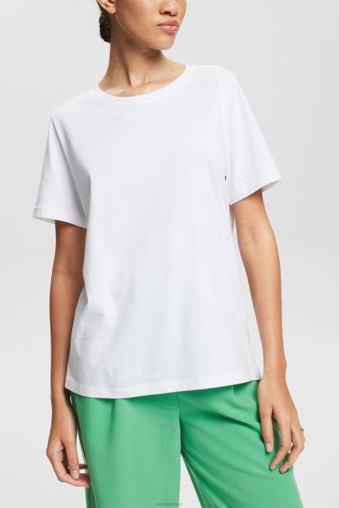 Camisetas branco mulheres Esprit camiseta básica em 100% algodão orgânico NBHL513