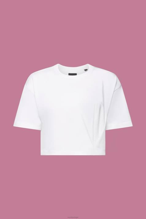 Camisetas branco mulheres Esprit camiseta cropped com gola redonda NBHL194