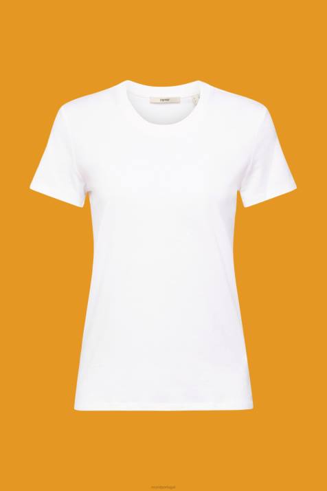 Camisetas branco mulheres Esprit camiseta de algodão com gola redonda NBHL456