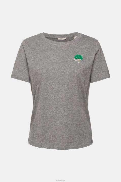 Camisetas cinza médio mulheres Esprit camiseta bordada NBHL528
