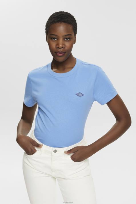 Camisetas lavanda azul claro mulheres Esprit camiseta de algodao com logo bordado NBHL151 NBHL151 Esprit Portugal Nunca convencional Esprit vestidos Uma sensacao de alegria