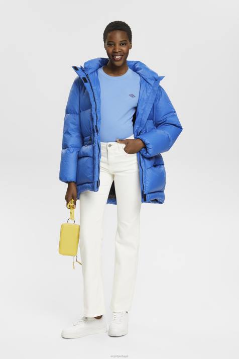 Camisetas lavanda azul claro mulheres Esprit camiseta de algodão com logo bordado NBHL151