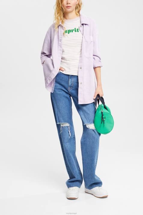 Camisetas lavanda mulheres Esprit camiseta listrada com logo NBHL538