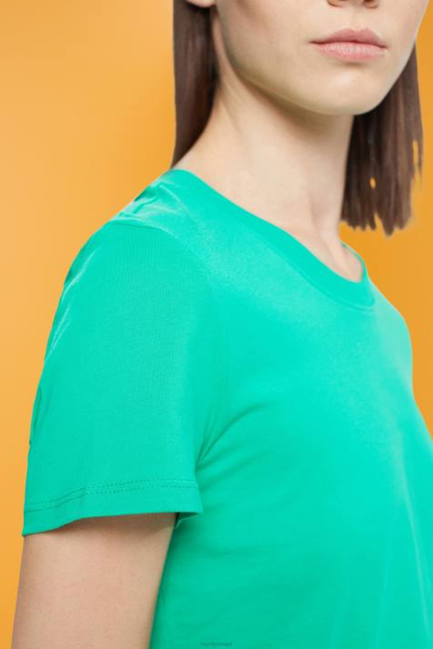 Camisetas luz verde mulheres Esprit camiseta de algodão com gola redonda NBHL458