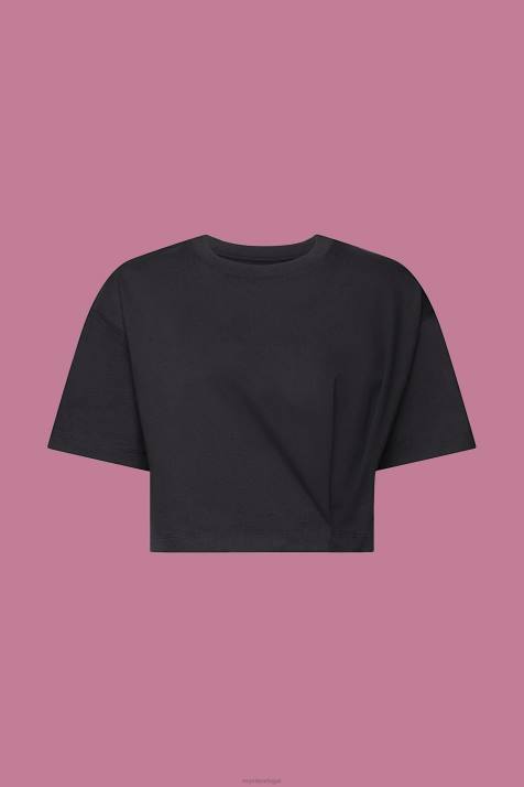 Camisetas preto mulheres Esprit camiseta cropped com gola redonda NBHL193