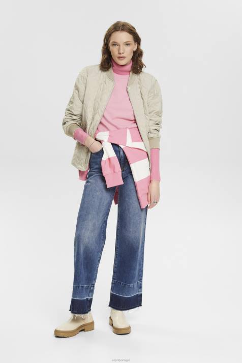 Camisetas rosa mulheres Esprit camiseta de algodão com logo bordado NBHL152