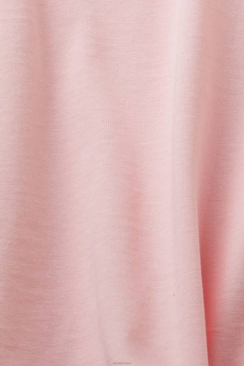 Camisetas rosa pastel mulheres Esprit camiseta com logo bordado, 100% algodão NBHL16