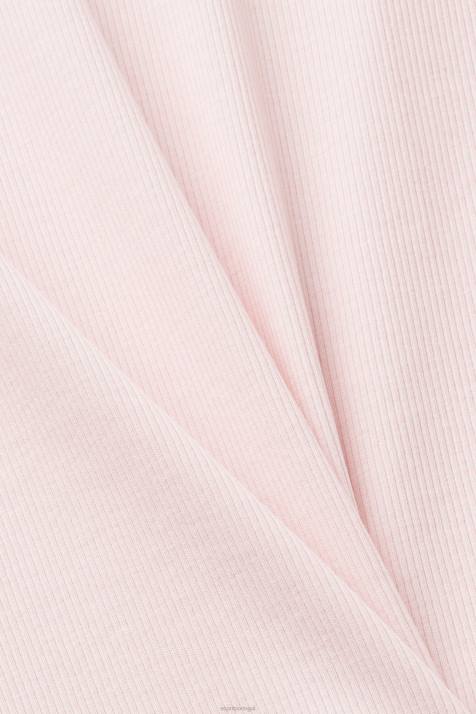 Camisetas rosa pastel mulheres Esprit camiseta com nervuras NBHL2