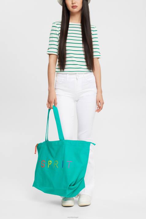 Camisetas verde esmeralda mulheres Esprit camiseta listrada da moda NBHL519