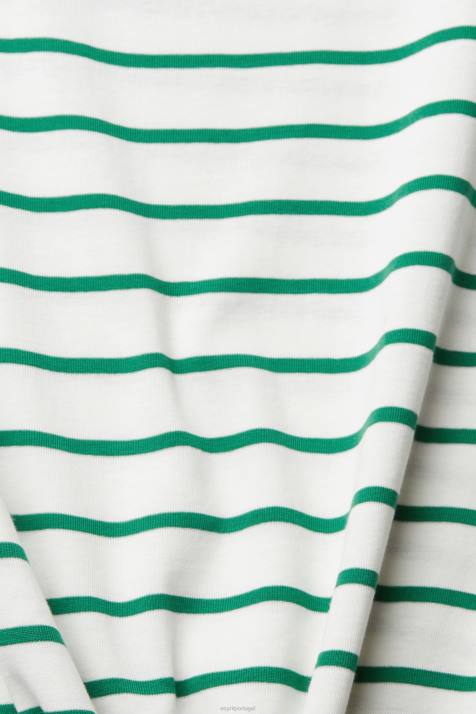 Camisetas verde esmeralda mulheres Esprit camiseta listrada da moda NBHL519