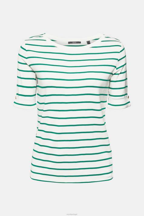 Camisetas verde esmeralda mulheres Esprit camiseta listrada da moda NBHL519