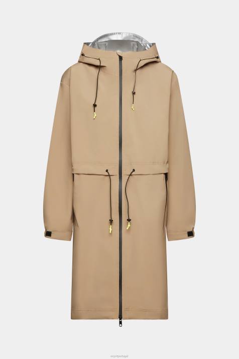 casacos camelo mulheres Esprit capa de chuva com capuz com cordão NBHL306