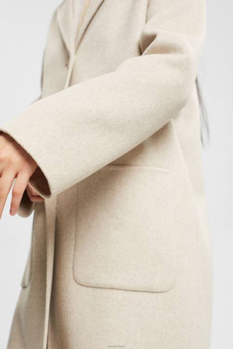 casacos creme bege mulheres Esprit casaco de mistura de lã NBHL561