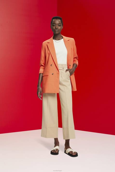 casacos laranja vermelho mulheres Esprit blazer oversized trespassado NBHL313