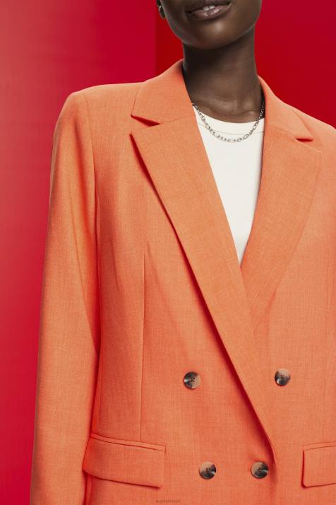 casacos laranja vermelho mulheres Esprit blazer oversized trespassado NBHL313