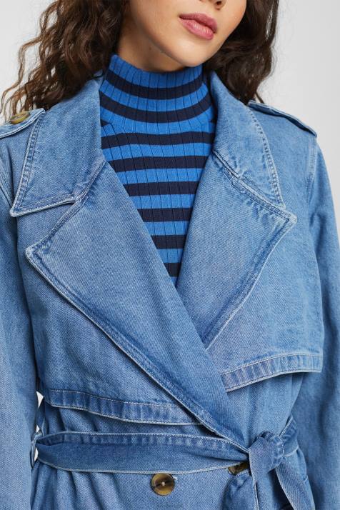 casacos lavagem com luz azul mulheres Esprit casaco jeans NBHL486